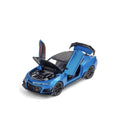 Masinuta metalica mecanica, CHEVROLET CAMARO, 2 usi mobile, capota mobila, portbagajul mobil, albastru, 20 cm
