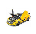 Masinuta metalica mecanica, CHEVROLET CAMARO, 2 usi mobile, capota mobila, portbagajul mobil, galben, 20 cm
