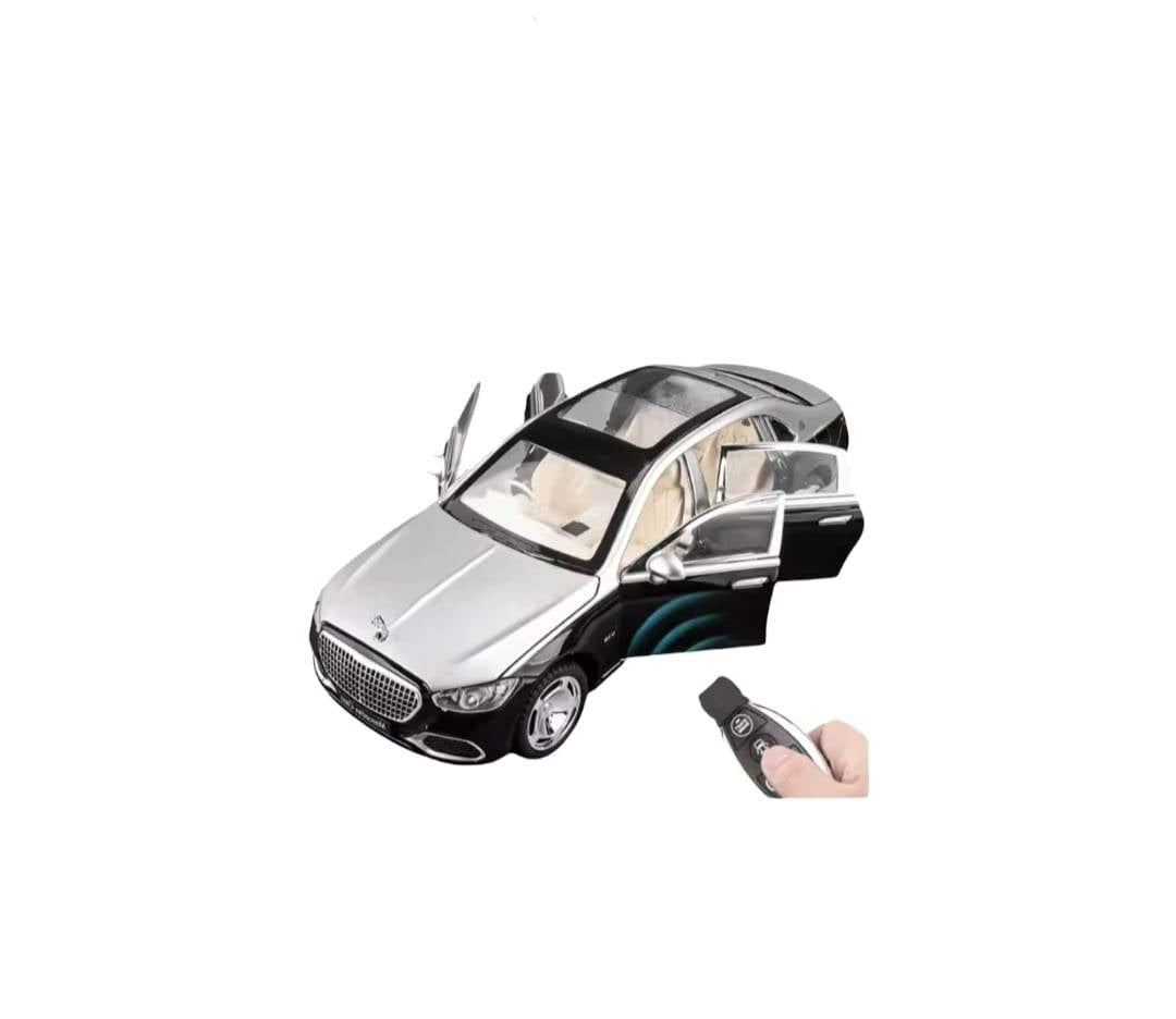 Masinuta metalica cu cheie, Mercedes Maybach S 680, 1:24, usi mobile, capota mobila, portbagaj mobil, negru, 20 cm