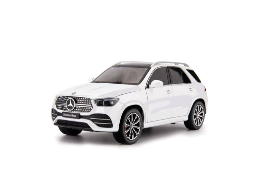 Masinuta metalica mecanica, Jeep Mercedes GLE 350, 1:24, usi mobile, capota mobila, portbagajul mobil, alb, 20 cm