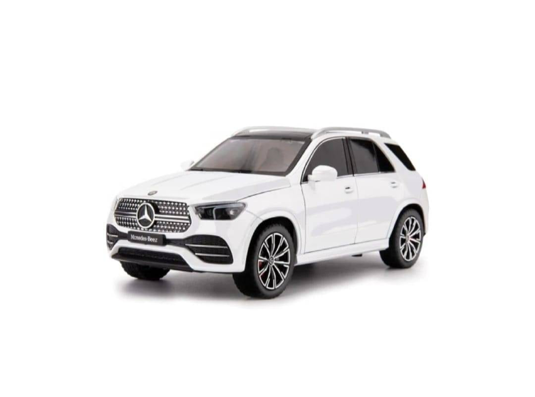 Masinuta metalica mecanica, Jeep Mercedes GLE 350, 1:24, usi mobile, capota mobila, portbagajul mobil, alb, 20 cm