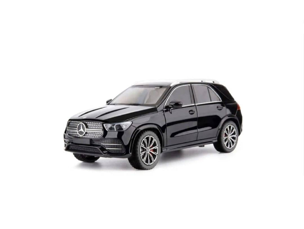 Masinuta metalica mecanica, Jeep Mercedes GLE 350, 1:24, usi mobile, capota mobila, portbagajul mobil, negru, 20 cm