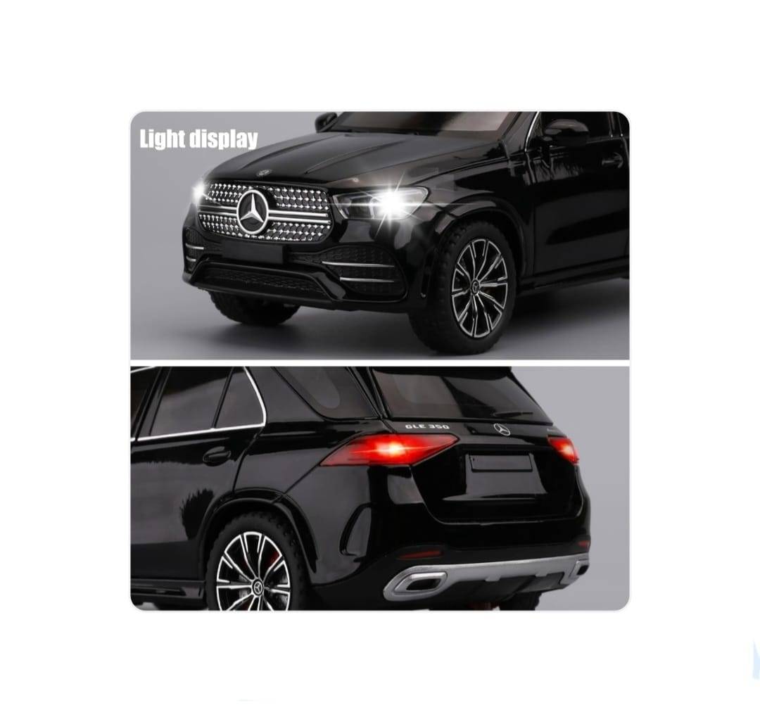 Masinuta metalica mecanica, Jeep Mercedes GLE 350, 1:24, usi mobile, capota mobila, portbagajul mobil, negru, 20 cm