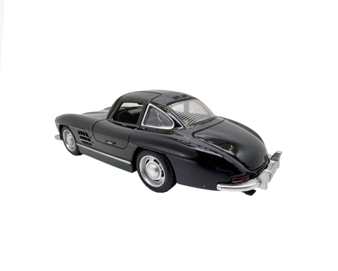 Masinuta metal, Mercedes-Benz 300SL Gullwing, 2 usi mobile, capota mobila, portbagaj mobil, negru, 15 cm