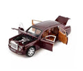 Masinuta metalica mecanica, Rolls Royce Phantom, lumini si sunete, usi mobile, capota mobila, portbagajul mobil, maro, 20 cm