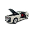 Masinuta metalica mecanica, Rolls Royce Sweptail, lumini si sunete, usi , capota  portbagajul , alb, 20 cm