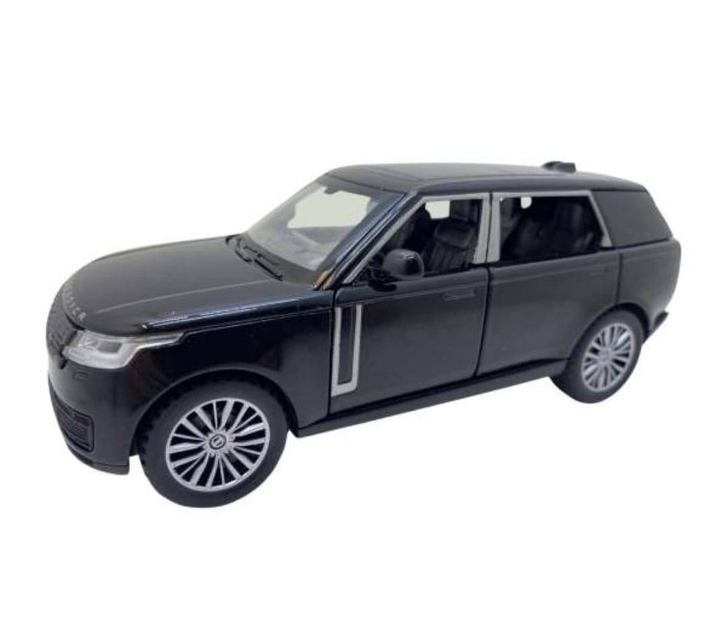 Masinuta metalica mecanica, tip Land Rover, lumini si sunete, usi mobile, capota mobila, portbagajul mobil, negru, 16 cm
