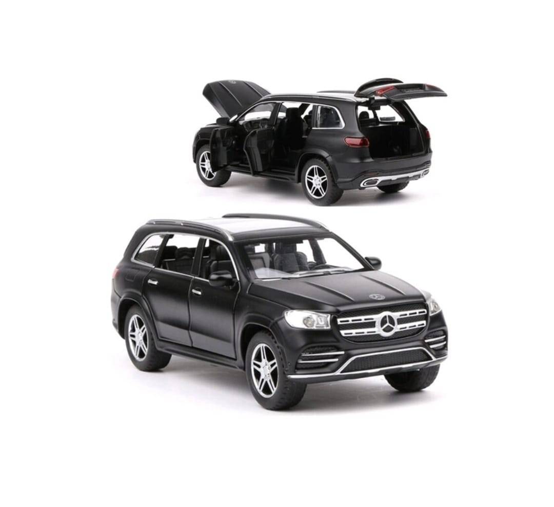 Masinuta metalica , tip Mercedes Benz GLS580, lumini si sunete, usi , capota mobila, portbagajul mobil, negru, 17 cm