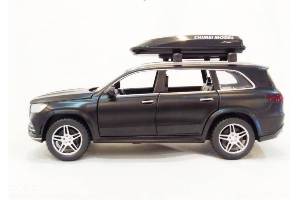 Masinuta metalica , tip Mercedes Benz GLS580, lumini si sunete, usi , capota mobila, portbagajul mobil, negru, 17 cm