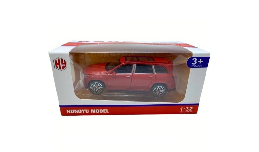 Masinuta metalica mecanica, tip Mercedes Benz, lumini si sunete, usi mobile, capota mobila, portbagajul mobil, rosu, 16 cm