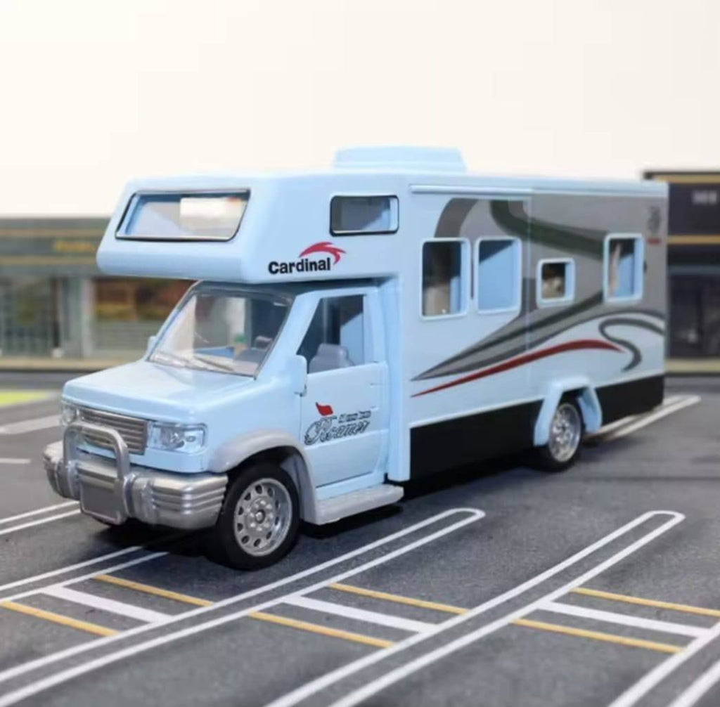 Masina mecanica, Autorulota, camper de vacanta, mobilier, sunete, lumini, usi functionale, blue, 14 cm
