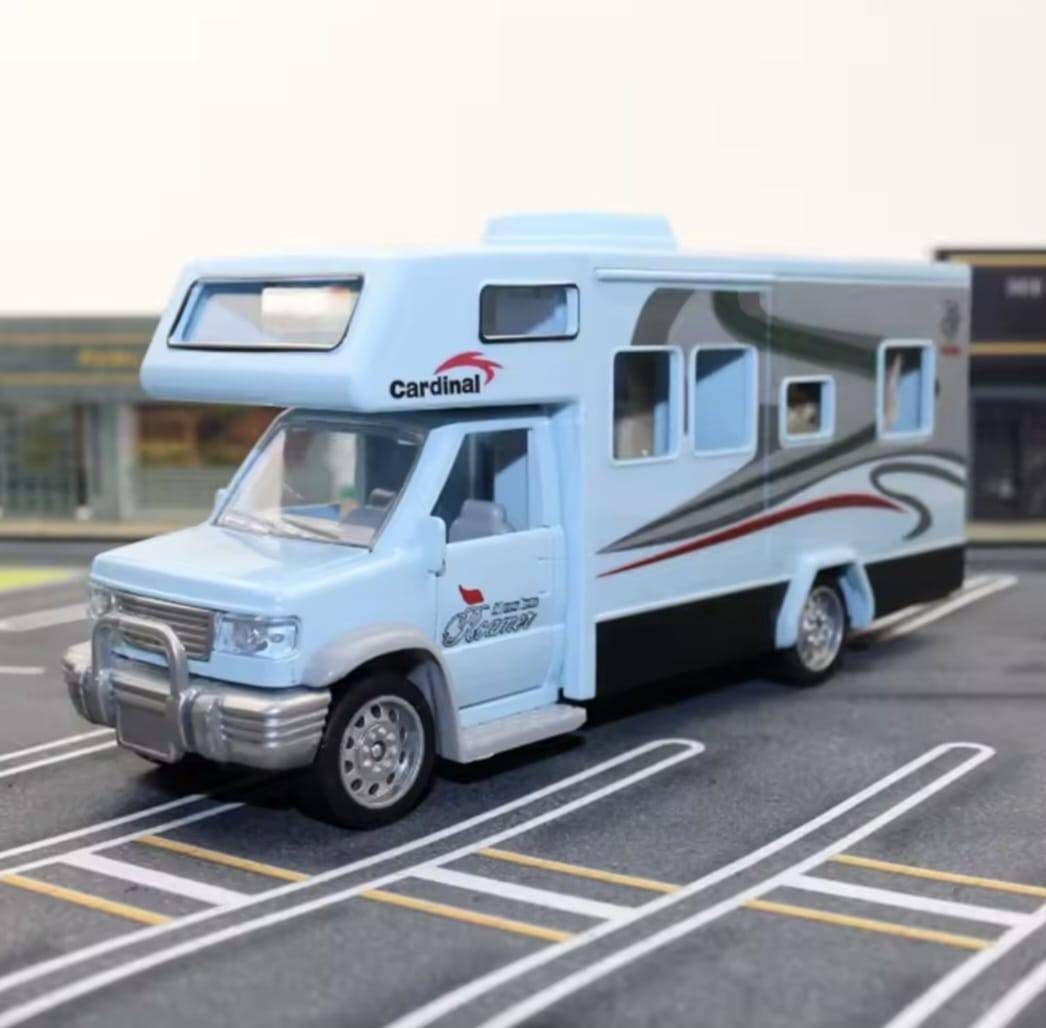 Masina mecanica, Autorulota, camper de vacanta, mobilier, sunete, lumini, usi functionale, blue, 14 cm