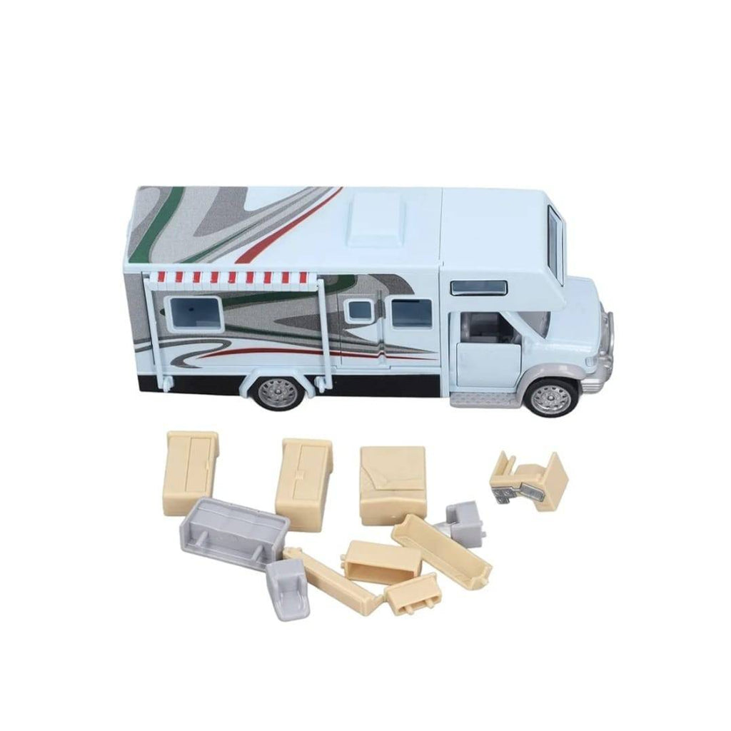 Masina mecanica, Autorulota, camper de vacanta, mobilier, sunete, lumini, usi functionale, blue, 14 cm