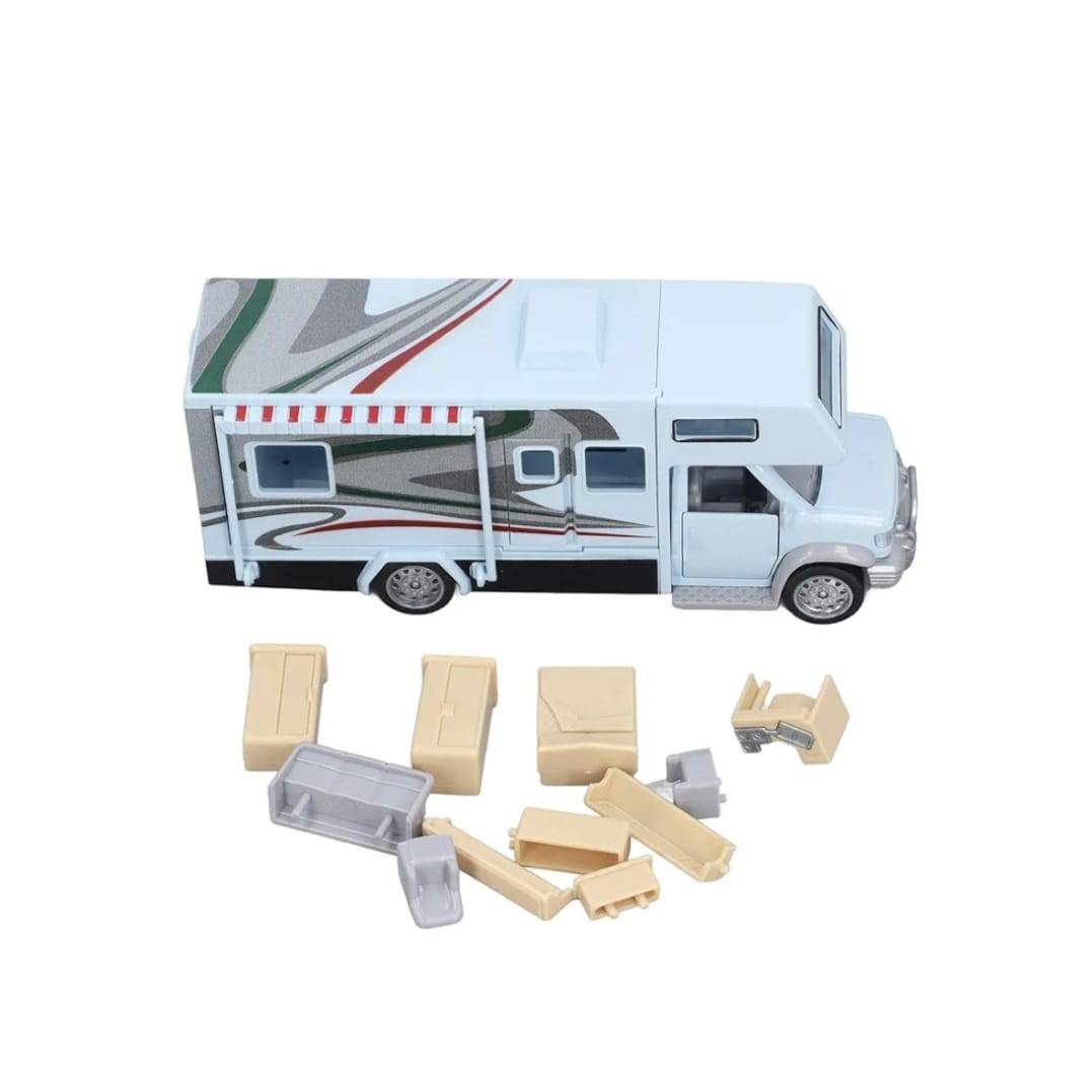 Masina mecanica, Autorulota, camper de vacanta, mobilier, sunete, lumini, usi functionale, blue, 14 cm