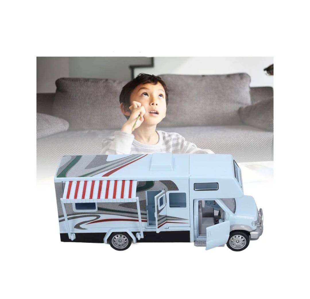Masina mecanica, Autorulota, camper de vacanta, mobilier, sunete, lumini, usi functionale, blue, 14 cm