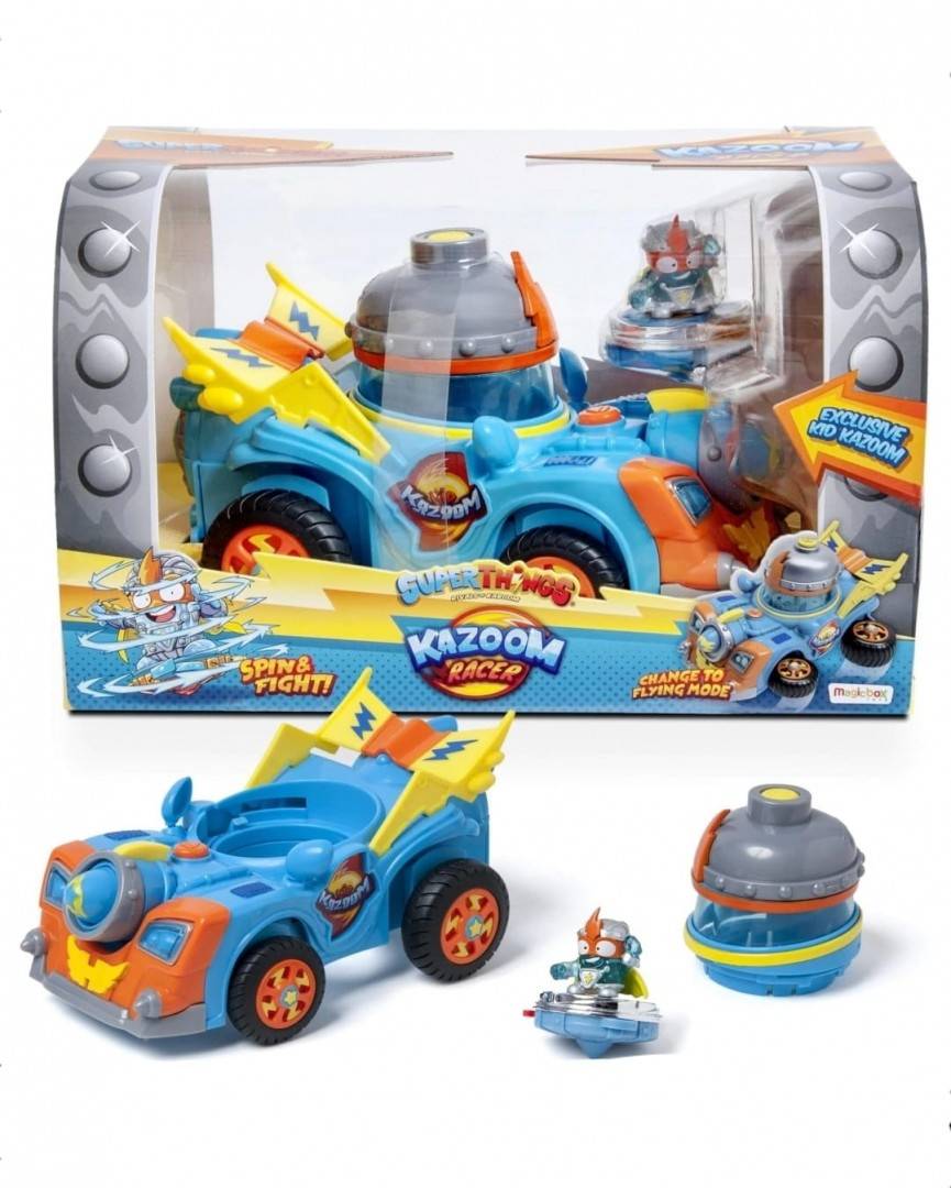 Masinuta si figurina, SuperThings, seria Rivals of Kaboom, albastru, 19 cm