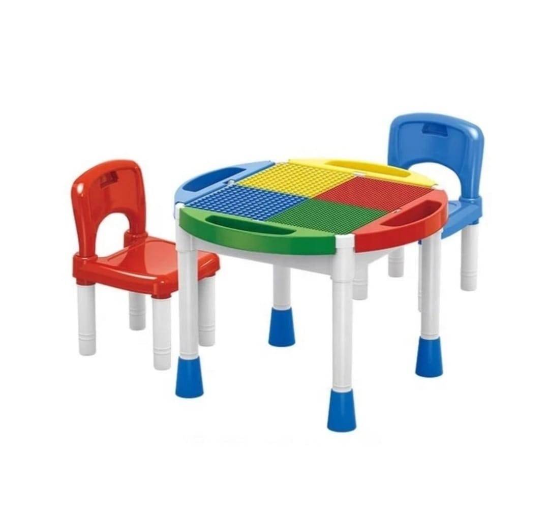 Masuta cuburi lego 2 in 1, 2 scaunele, MASHASHOP, multicolor