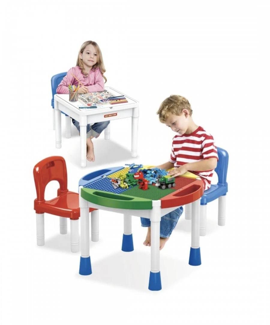 Masuta cuburi lego 2 in 1, 2 scaunele, MASHASHOP, multicolor