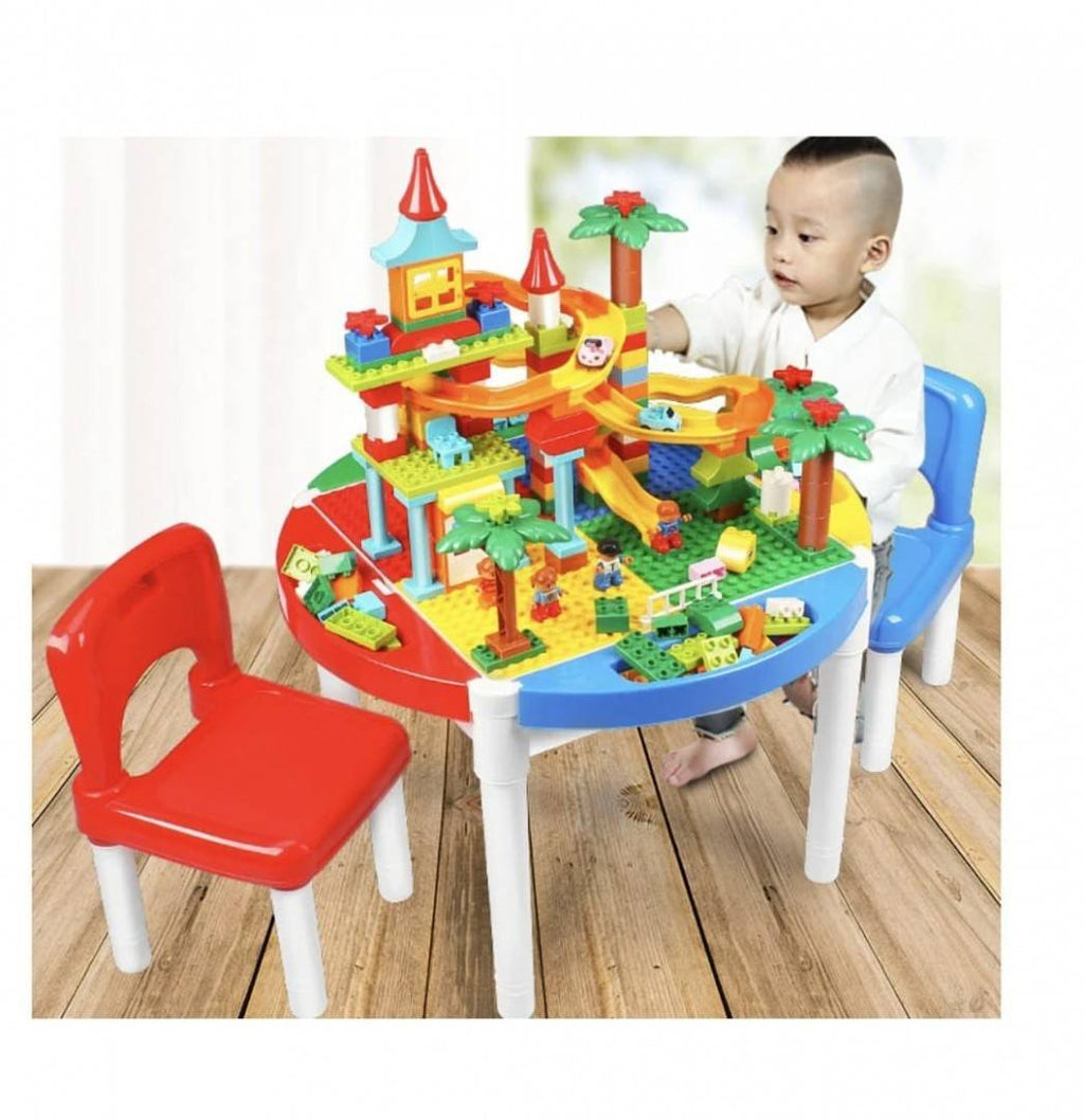 Masuta cuburi lego 2 in 1, 2 scaunele, MASHASHOP, multicolor