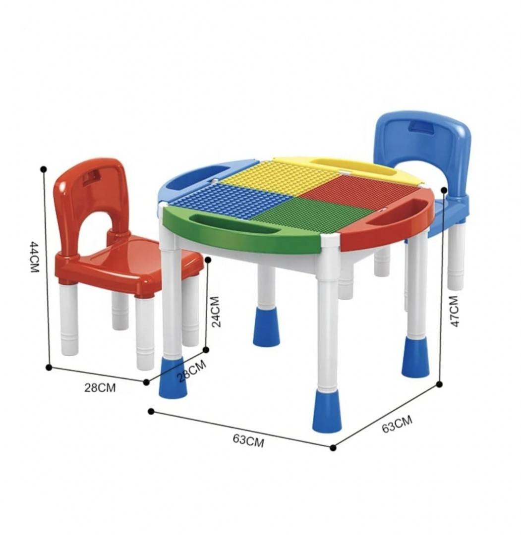 Masuta cuburi lego 2 in 1, 2 scaunele, MASHASHOP, multicolor