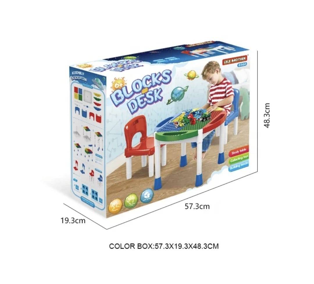 Masuta cuburi lego 2 in 1, 2 scaunele, MASHASHOP, multicolor