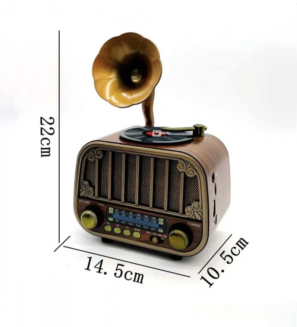 MD-1319BT Retro Radio de Birou cu Bluetooth și USB, maro inchis, 23 cm x 15 cm