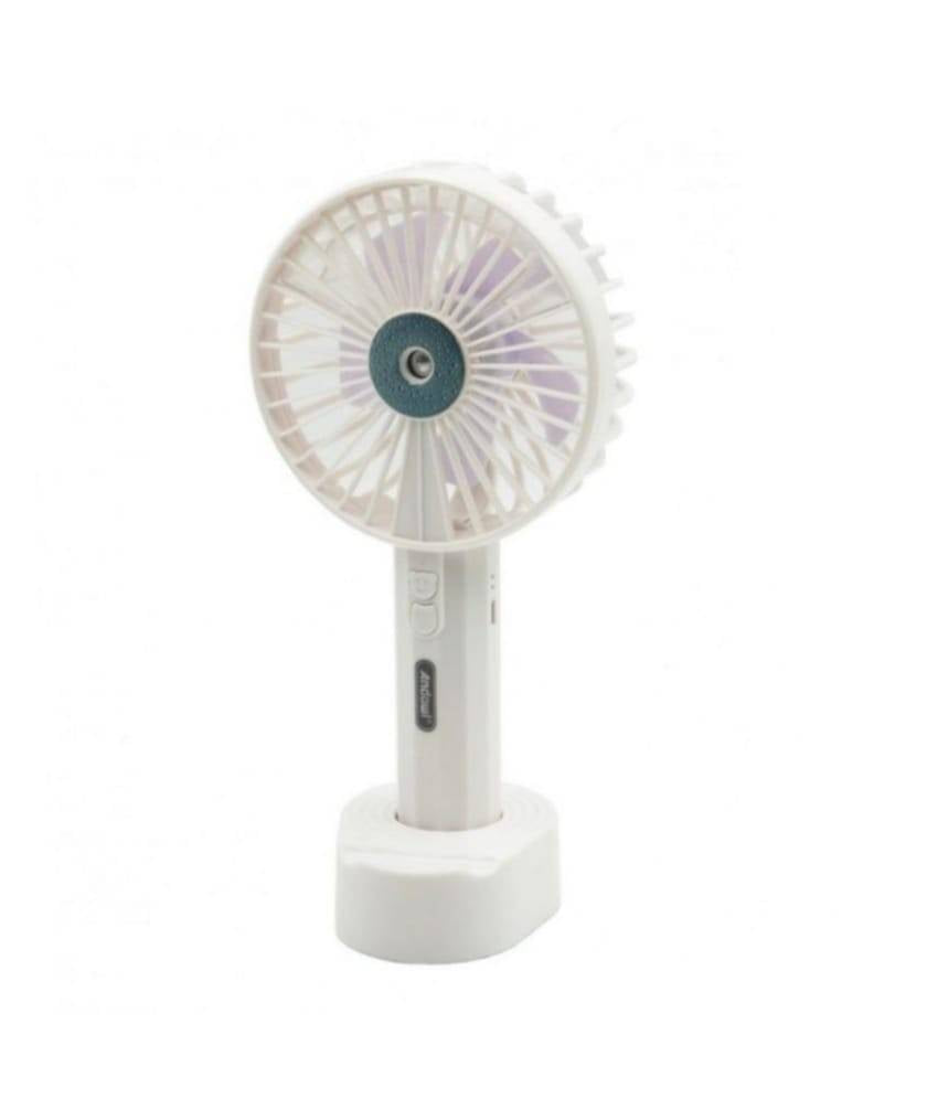 Mini ventilator cu pulverizare si suport de telefon, cablu USB, Alb