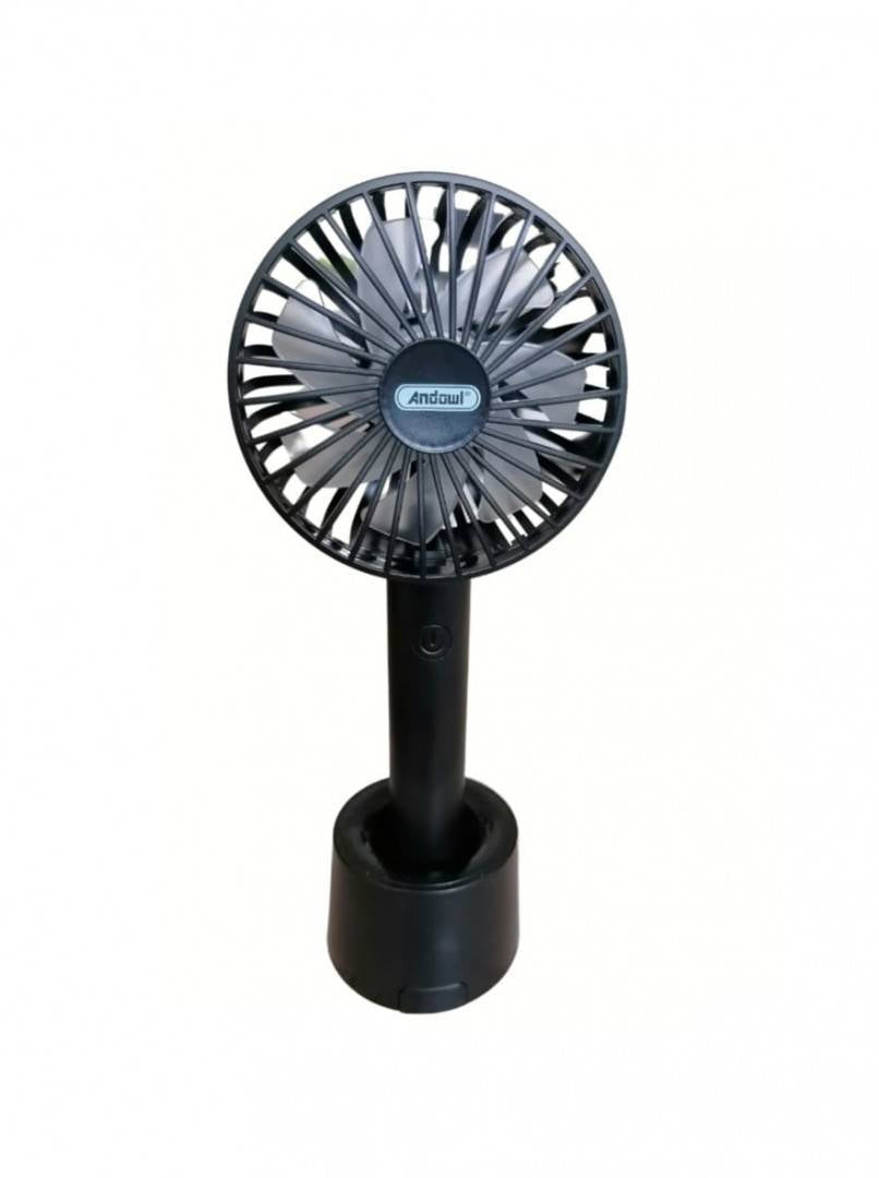 Mini ventilator cu suport de telefon, cablu USB, Negru