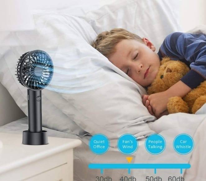 Mini ventilator cu suport de telefon, cablu USB, Negru
