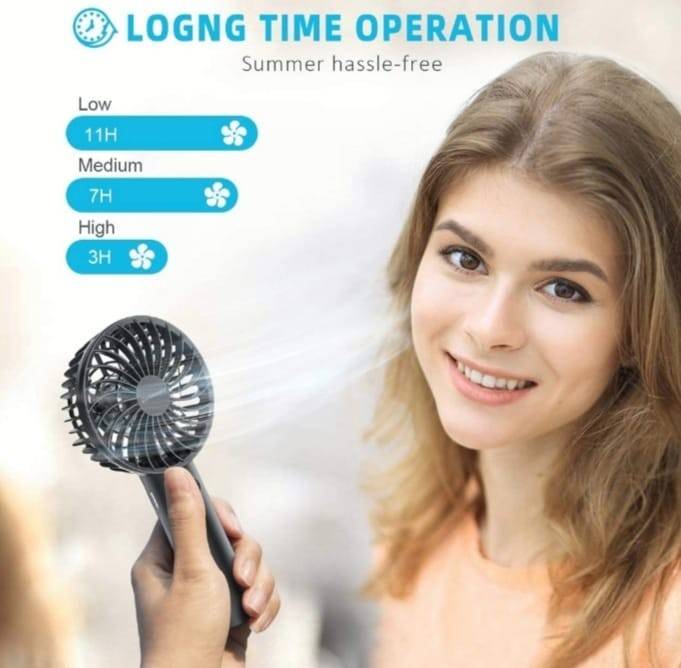 Mini ventilator cu suport de telefon, cablu USB, Negru
