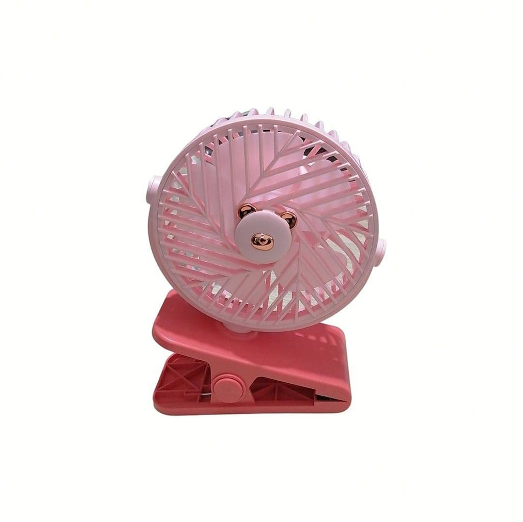 Mini Ventilator de masa cu acumulator, cablu USB, 3 viteze, roz