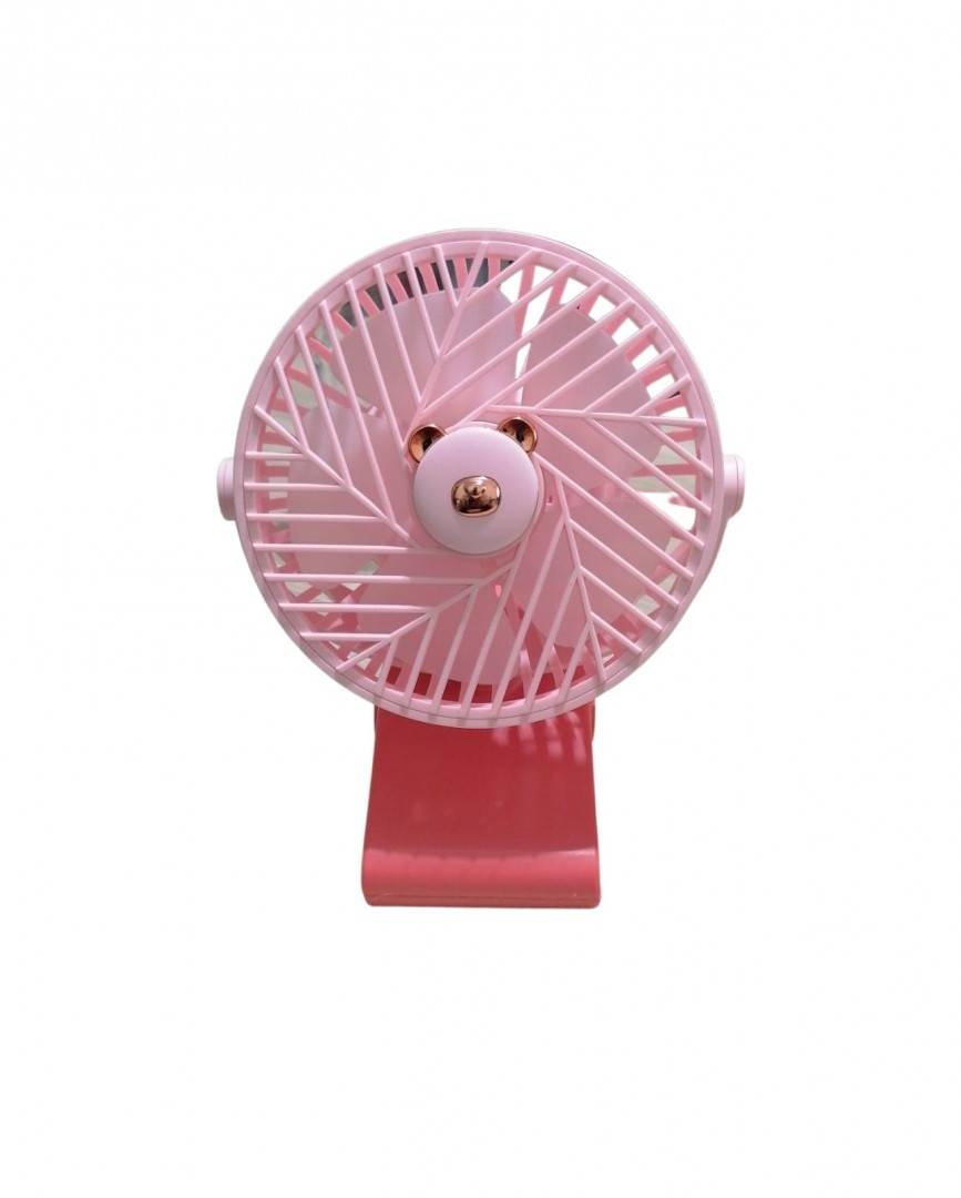 Mini Ventilator de masa cu acumulator, cablu USB, 3 viteze, roz