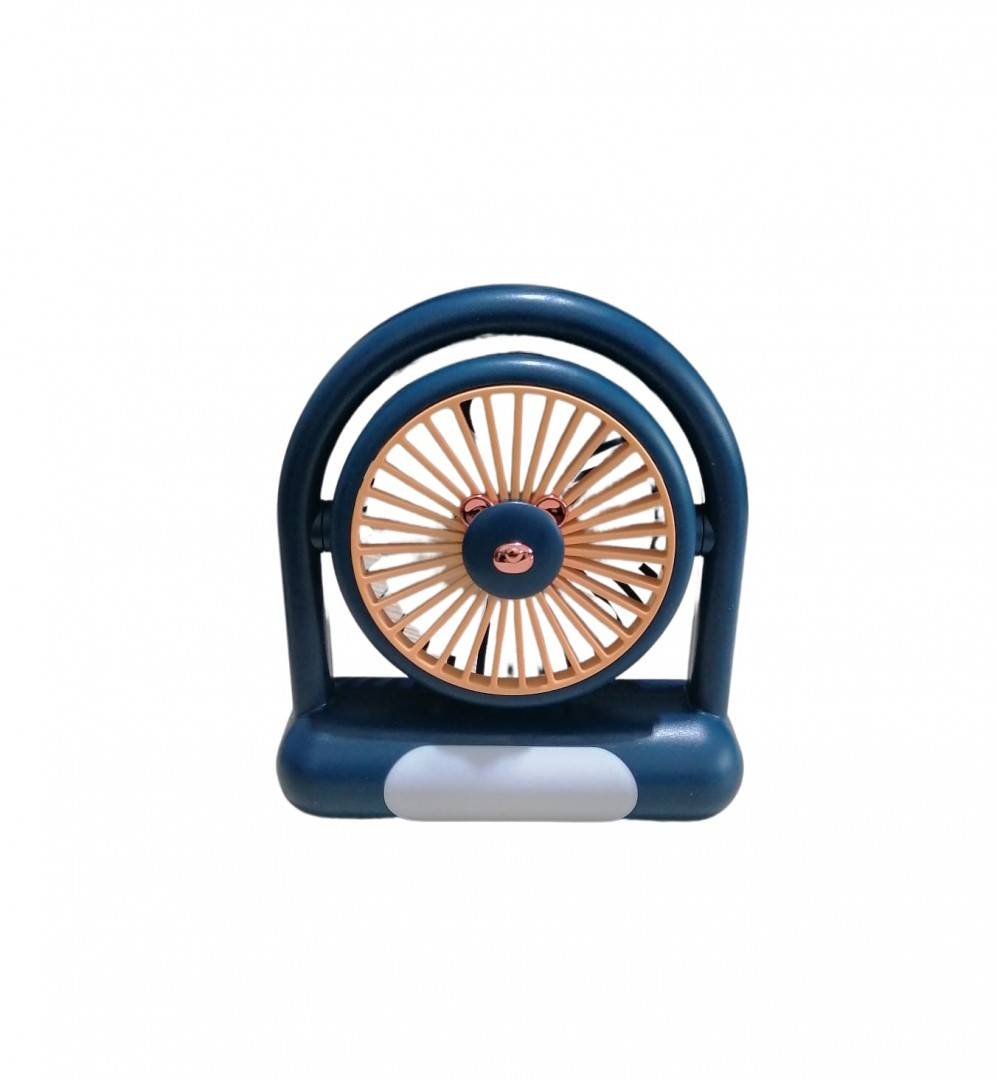 Mini Ventilator de masa cu acumulator, tip lanterna, cablu USB, 3 viteze, albastru