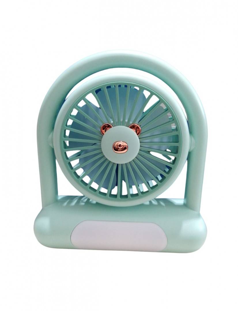 Mini Ventilator de masa cu acumulator, tip lanterna, cablu USB, 3 viteze, vernil