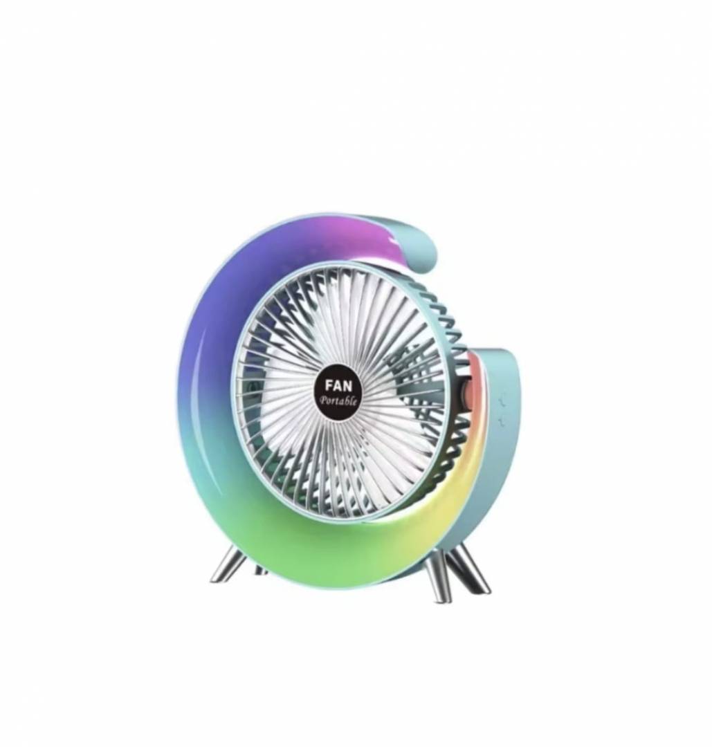 Mini ventilator portabil, multifunctional, 180°, 3 trepte de ventilare, 5 moduri de iluminare, Led RGB, silentios, USB, multi
