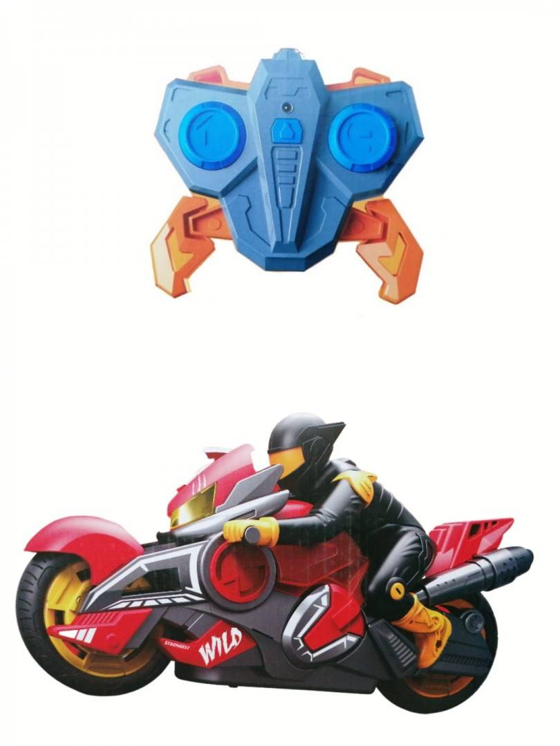 Motocicleta cu telecomanda, sunete si lumini, rotire 360 grade, rosu, 27 cm