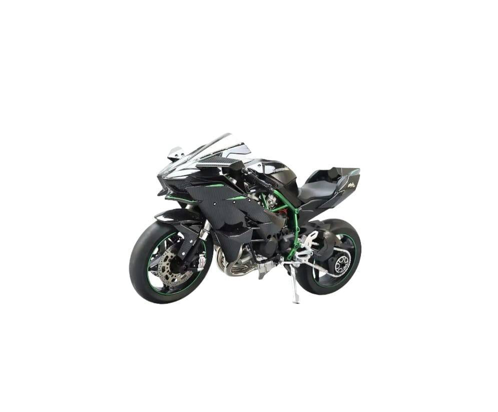 Motocicleta metalica,  KAWASAKI NINJA H2 R, scara 1:9, sunete, lumini, negru, 21 cm