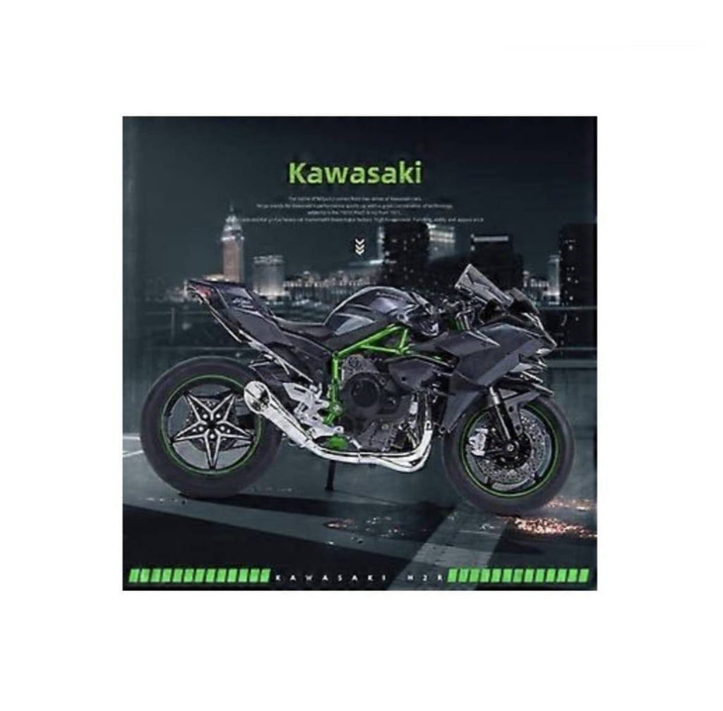 Motocicleta metalica,  KAWASAKI NINJA H2 R, scara 1:9, sunete, lumini, negru, 21 cm
