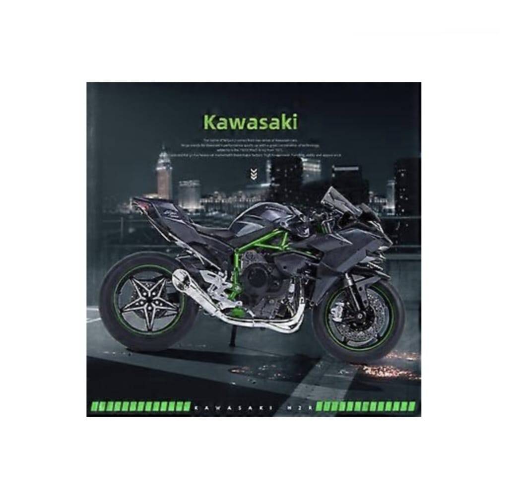 Motocicleta metalica,  KAWASAKI NINJA H2 R, scara 1:9, sunete, lumini, negru, 21 cm