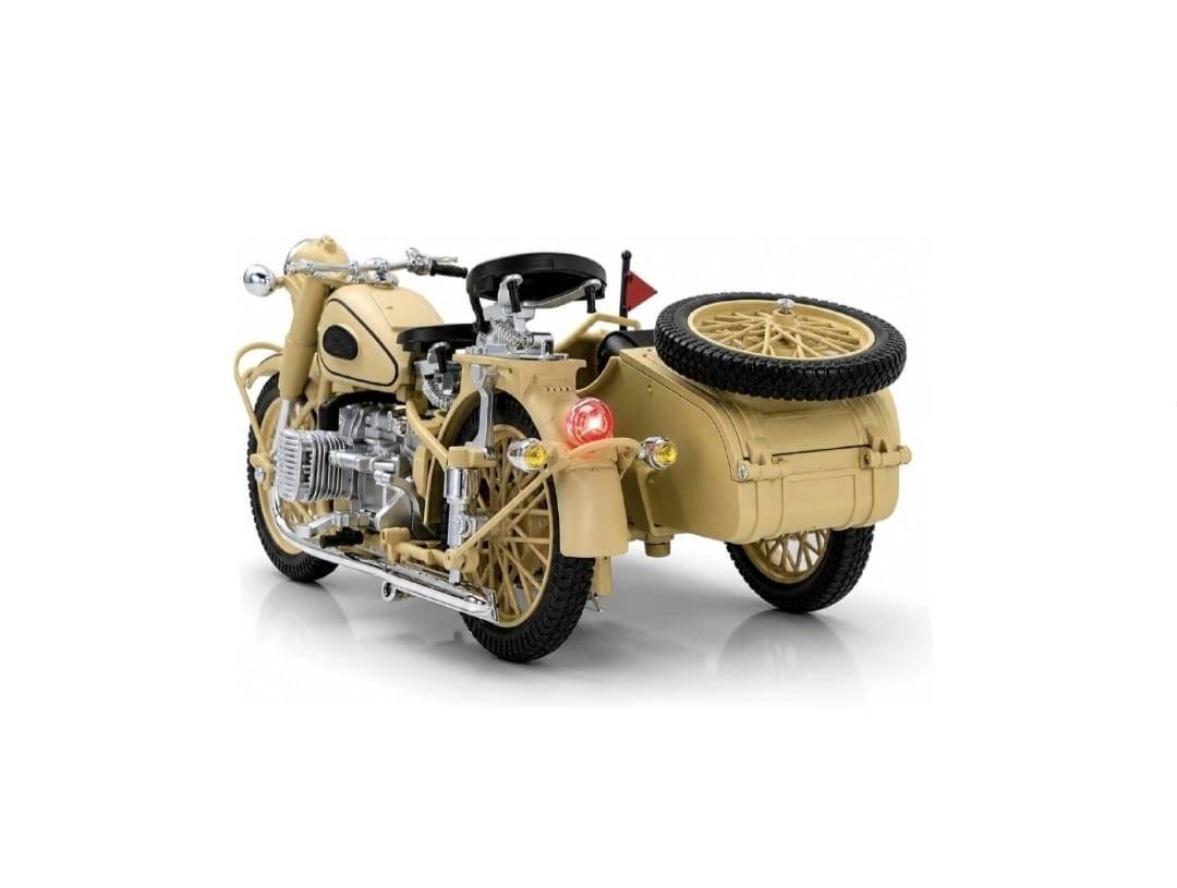 Motocicleta militara metalica, German Zundap KS600, mecanica, scara 1:10, crem, 20 cm