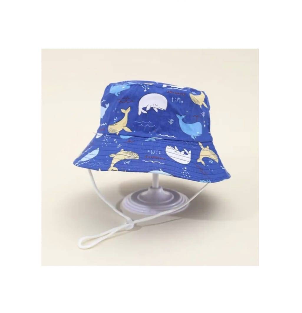 Palarie de soare pentru copii, imprimeu Delfini, bumbac, 48 cm, 2 ani - 3 ani