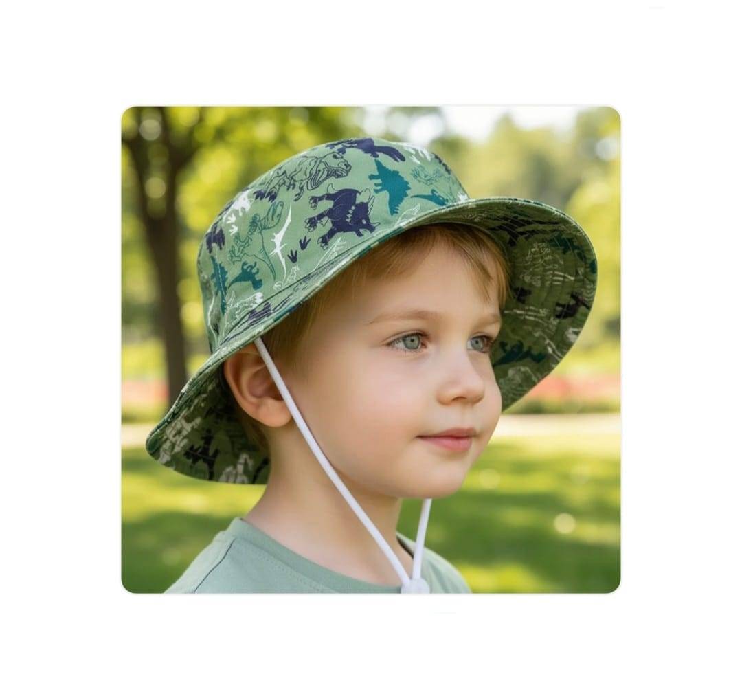 Palarie de soare pentru copii, imprimeu Dino, bumbac, 48 - 50 cm, 2 ani - 4 ani