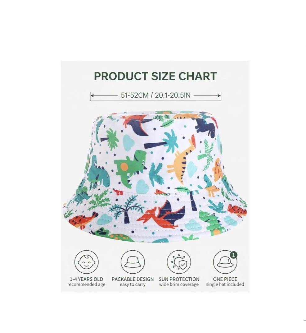 Palarie de soare pentru copii, imprimeu Dino, bumbac, 48 cm, 2 ani - 3 ani