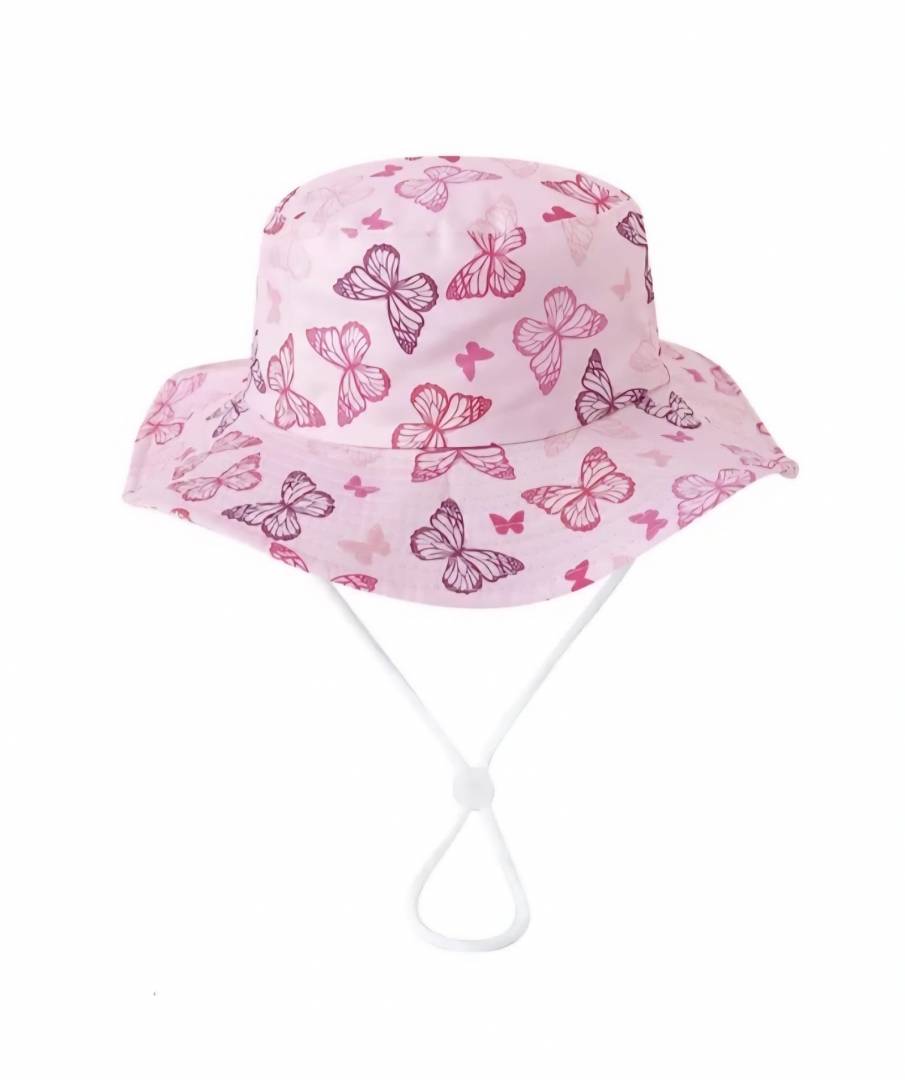 Palarie de soare pentru copii, imprimeu Fluturasi, bumbac, 48 - 50 cm, 2 ani - 4 ani