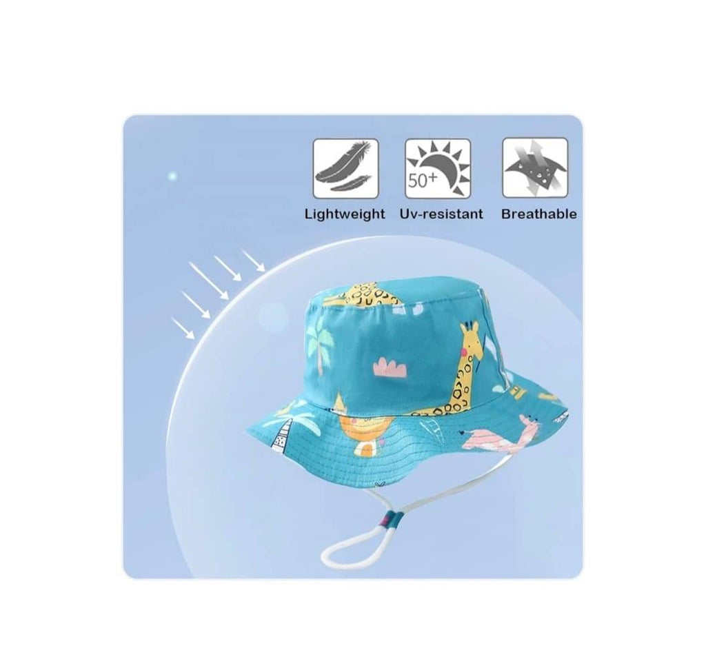 Palarie de soare pentru copii, imprimeu Girafa, bumbac, 48 - 50 cm, 2 ani - 4 ani