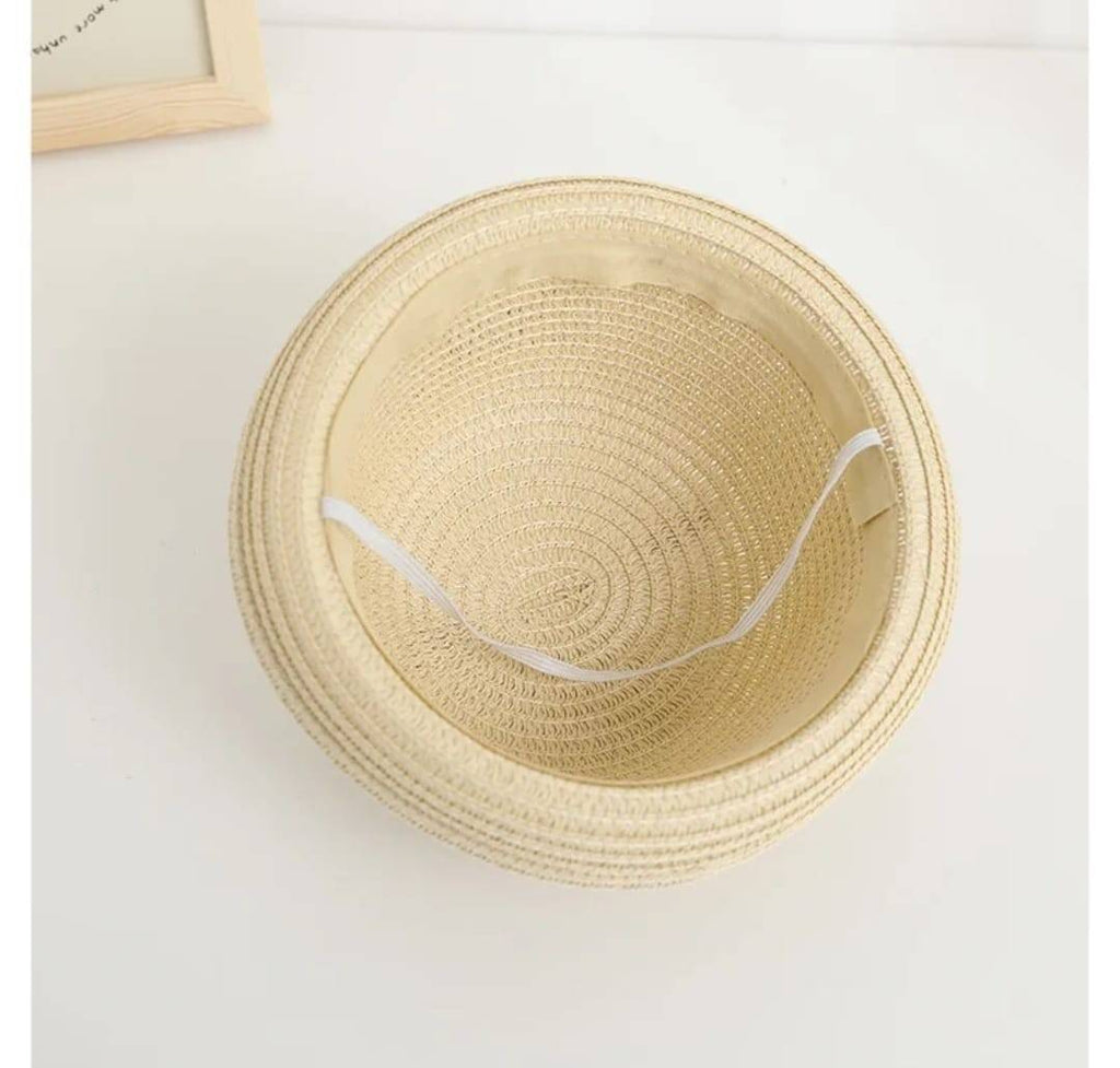 Palarie paie pentru baieti, Ursulet, bej deschis, 50 cm, 1-3 ani