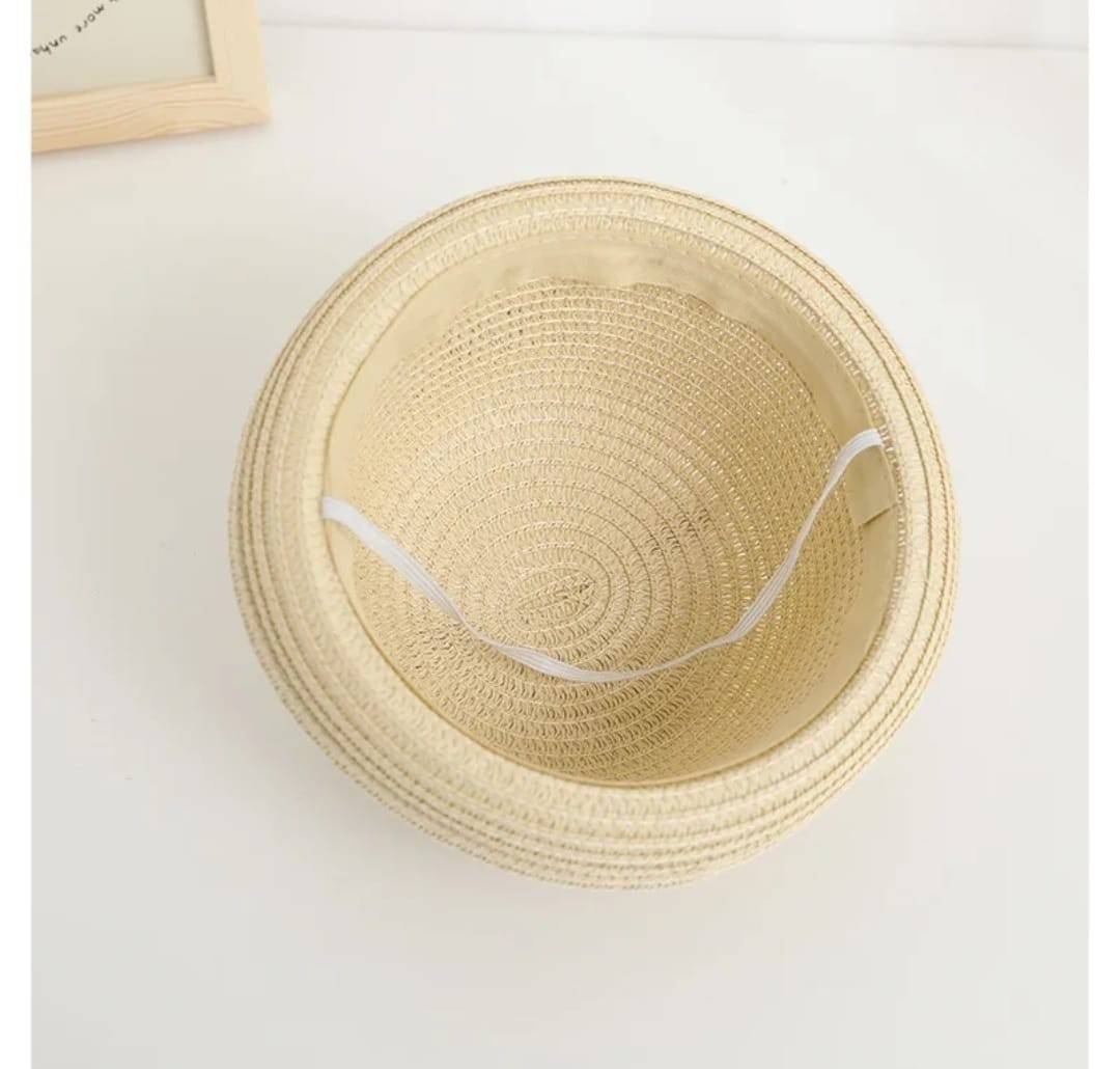 Palarie paie pentru baieti, Ursulet, bej deschis, 50 cm, 1-3 ani