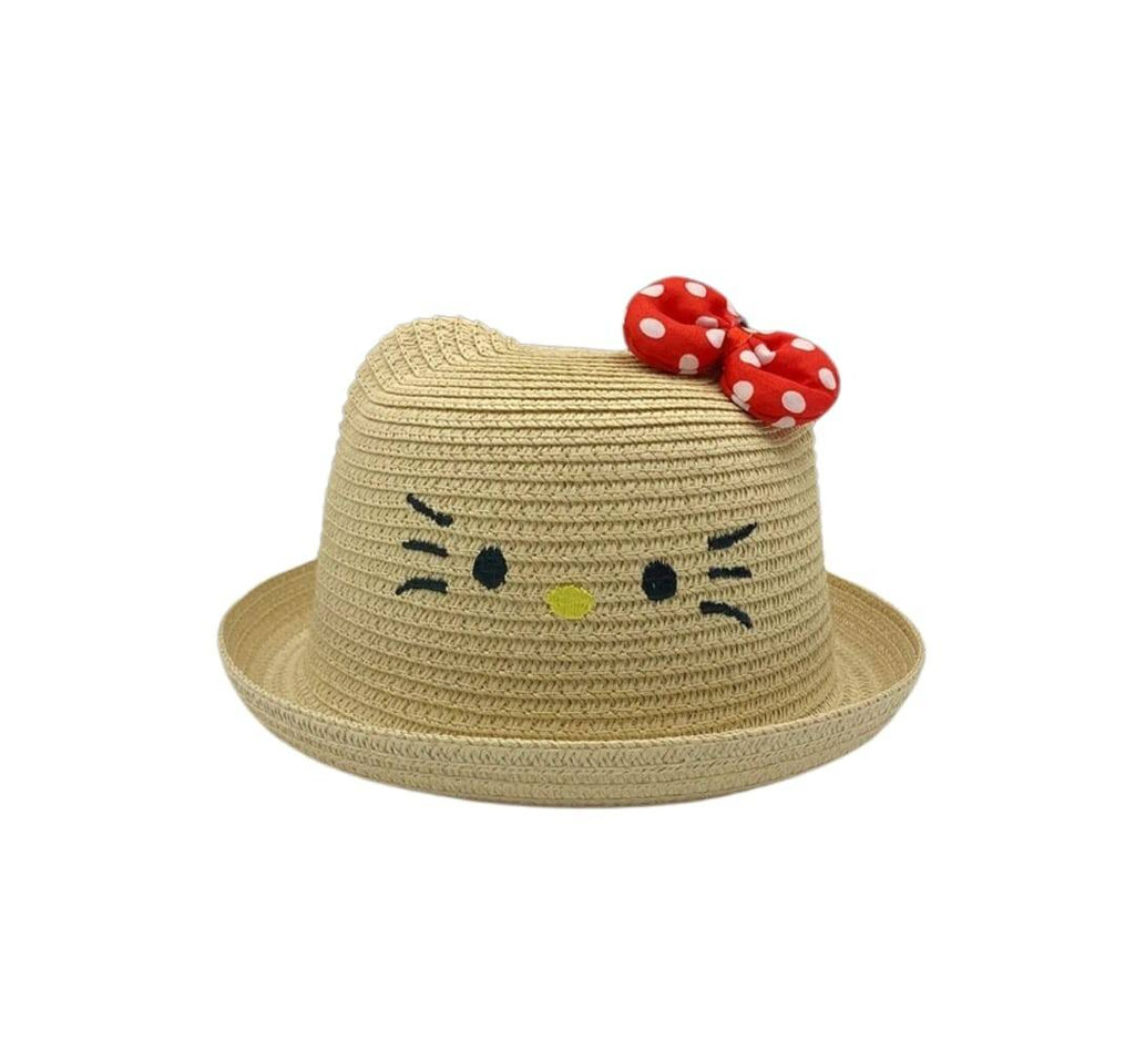 Palarie paie pentru fetite, Kitty, bej, 50 cm, 1-3 ani