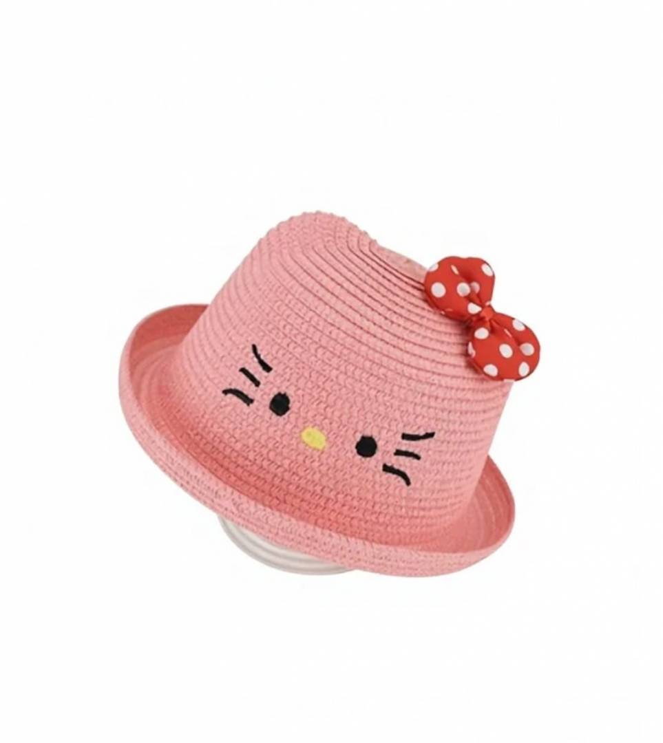 Palarie paie pentru fetite, Kitty, multicolor, 50 cm, 1-3 ani