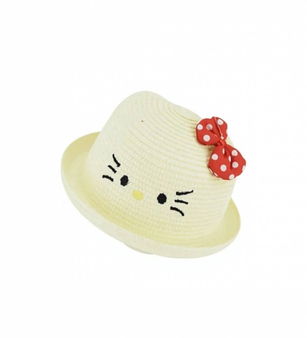 Palarie paie pentru fetite, Kitty, multicolor, 50 cm, 1-3 ani